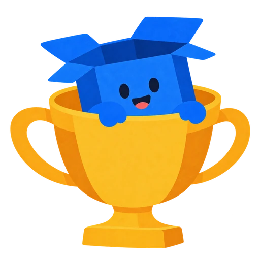 The blue box peeking out of a golden trophy